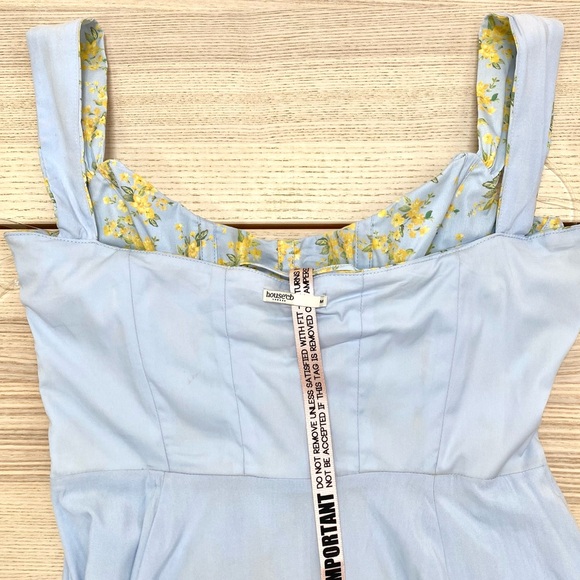 House of CB Saira Floral Lace-Up Corset Cocktail Dress in soft blue | Size M - Picture 7 of 12